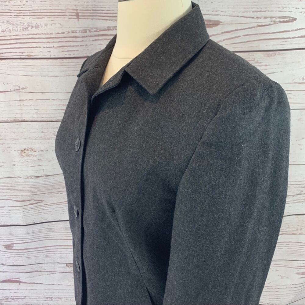 Talbots 100% Wool Grey Jacket Button Front Pockets - image 6